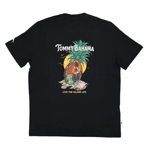 Tommy Bahama Pineapple Paradise Football Short Sleeve Crew Neck Mens T-Shirt NWT - Picture 2 of 3